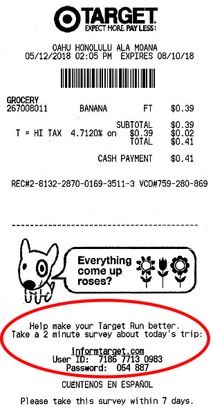 Target Survey Receipt